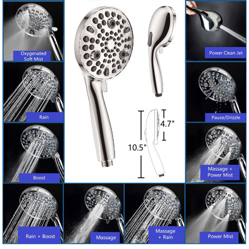 Ana Bath Multi Function Dual Shower Head with AngleAdjustable Shower